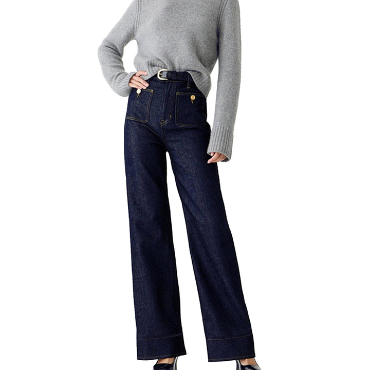 Women's nan High-Waist Wide-Leg Jeans with patch front pockets and wide leg Mune Fashion