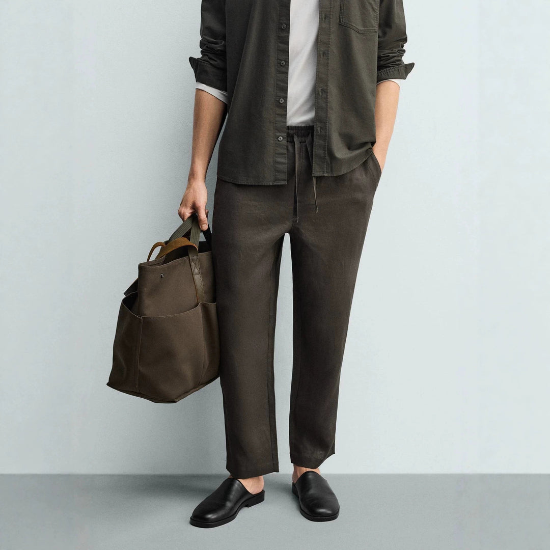 Men's linen pants with elastic waistband and drawstring Mune Fashion