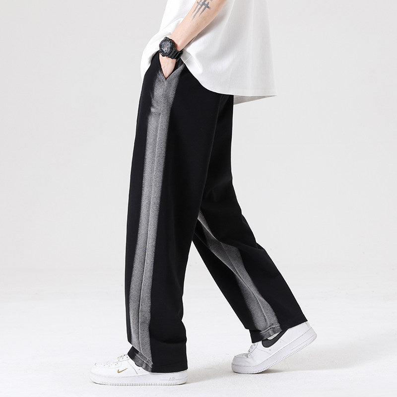 Men's Oversized Training Pants with Contrast Side Panel, Drawstring & Straight Leg Mune Fashion