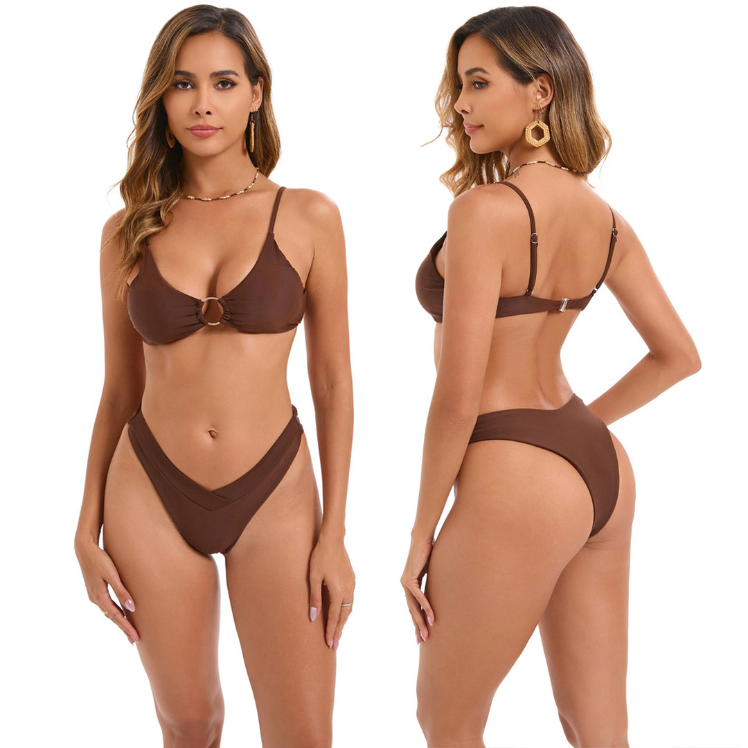 Women's Triangle Bikini with Fashionable Ring Detail Mune Fashion
