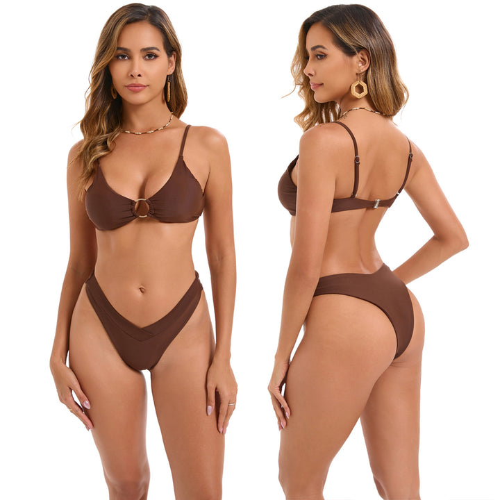 Women's Triangle Bikini with Fashionable Ring Detail Mune Fashion