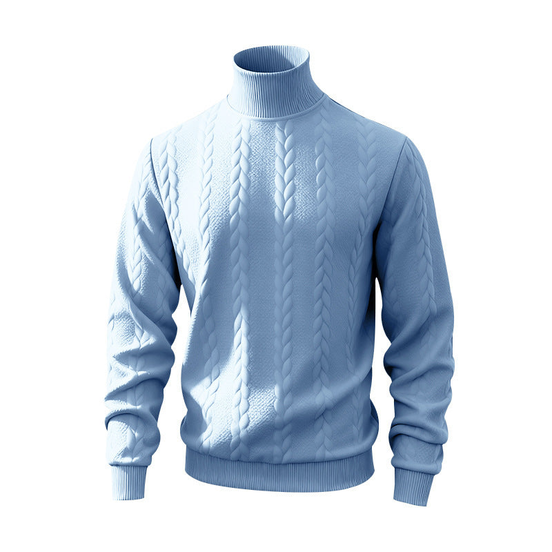 Men's chunky-knit turtleneck sweater with cable pattern and ribbed cuffs Mune Fashion