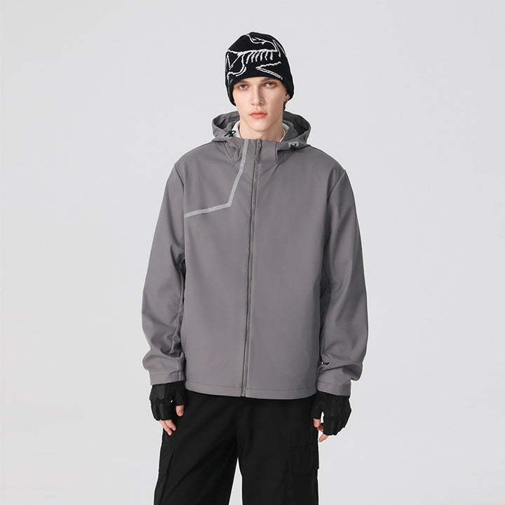 Men's Technical Softshell Jacket with Adjustable Hood and Windproof Membrane Mune Fashion