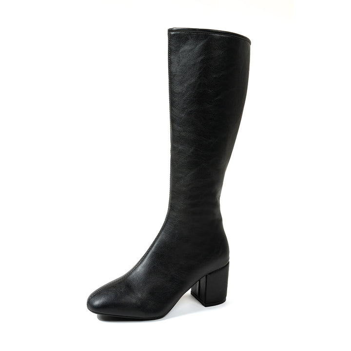 Women Elegant High-Top Ankle Boots with Block Heel Mune Fashion