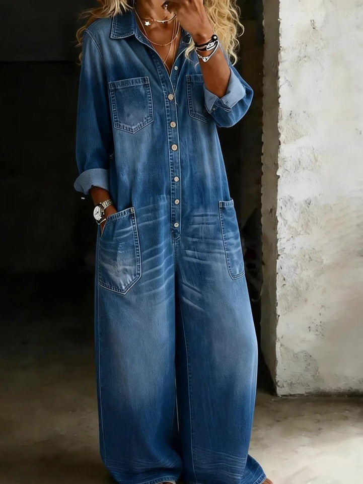 Women's Fashionable Denim Maxi Dress