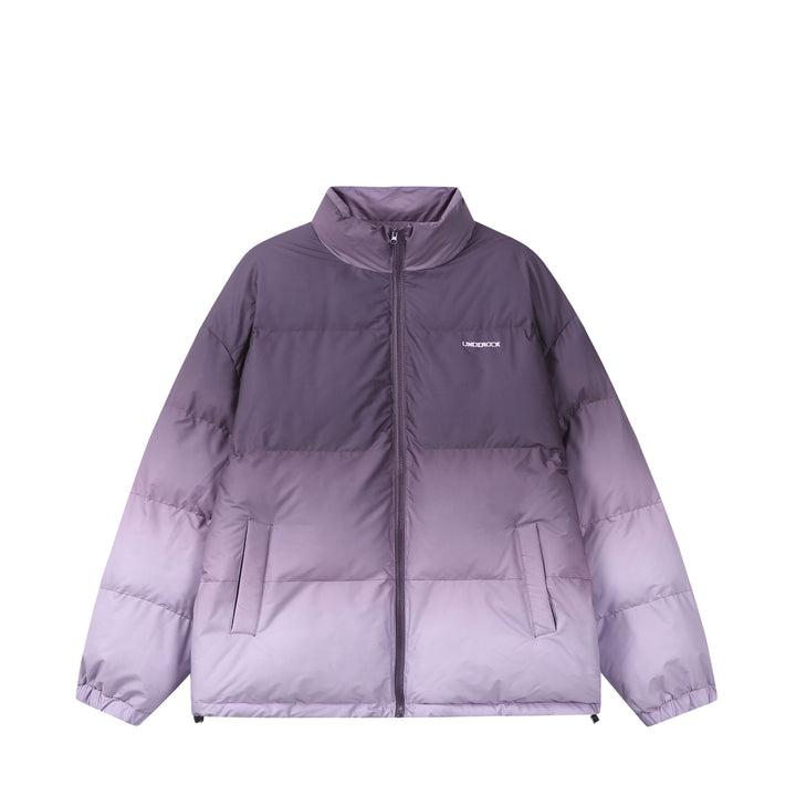 Women’s short padded quilted jacket with high funnel collar and ombré detail Mune Fashion