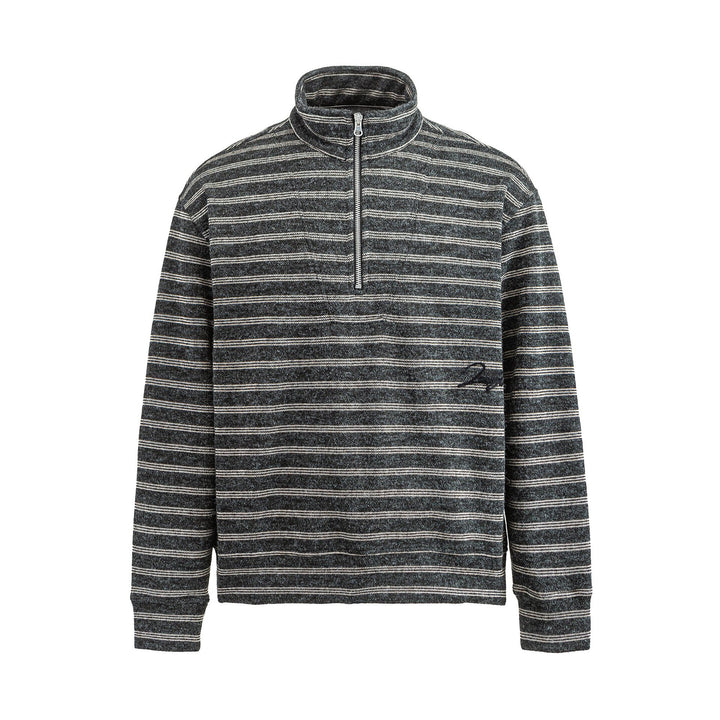 Men's Structured Half-Zip Knit Sweater with Stand Collar Mune Fashion