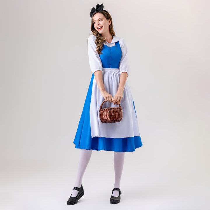 Women nan vintage apron dress with tailored cut and stand-up collar Mune Fashion