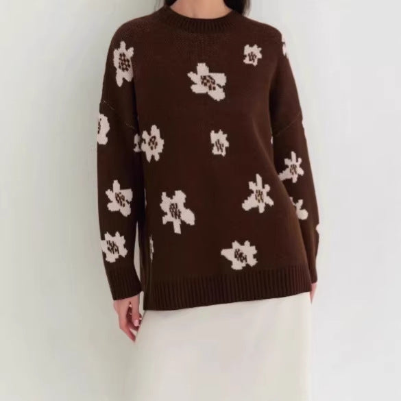 Ladies' Fashionable Sweater with Floral Patterns