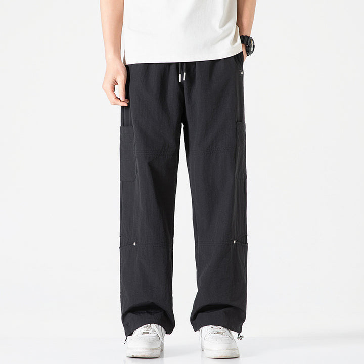 Men's Lightweight Ripstop Cargo Pants with Elastic Comfort Waistband, Knee Panels, and Adjustable Hem Mune Fashion