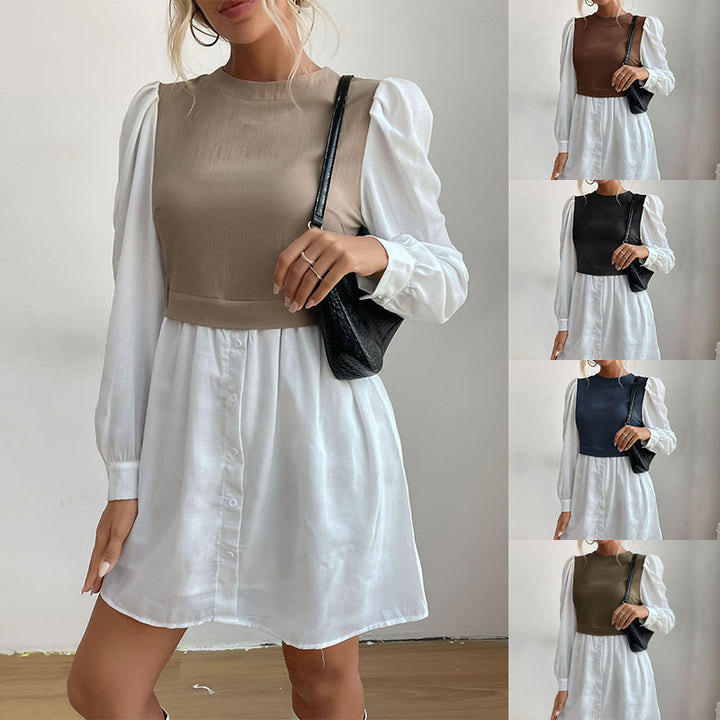 Women's Shirt Dress with Puff Sleeves Mune Fashion