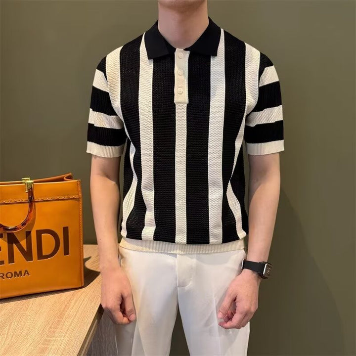 Men's Stylish Short-Sleeved Knitted Polo Shirt Mune Fashion