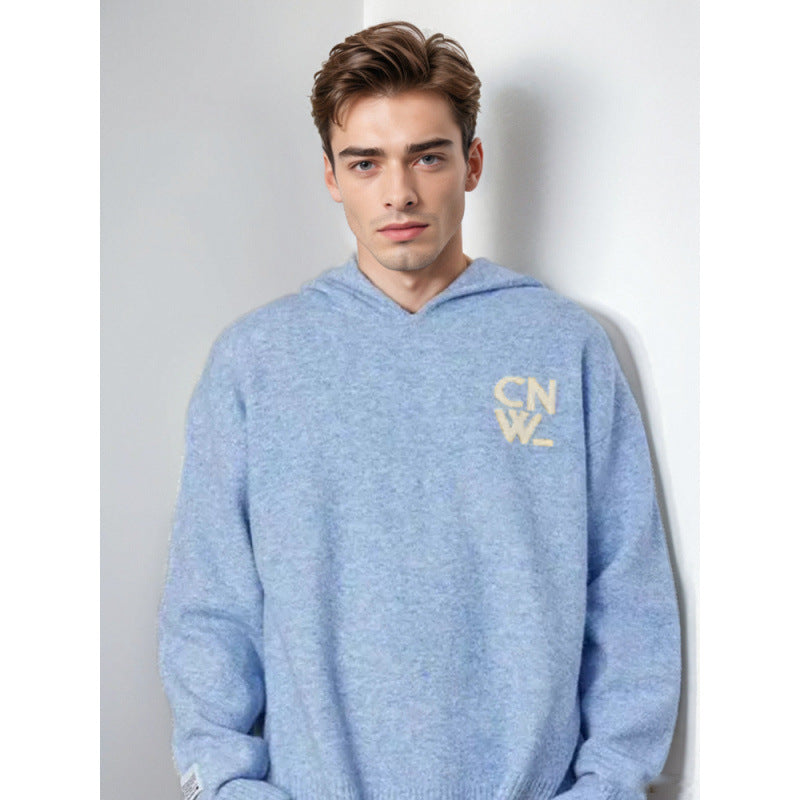 Unisex Oversized Hoodie with V-Neck made of Fine Knit and Logo Embroidery Mune Fashion