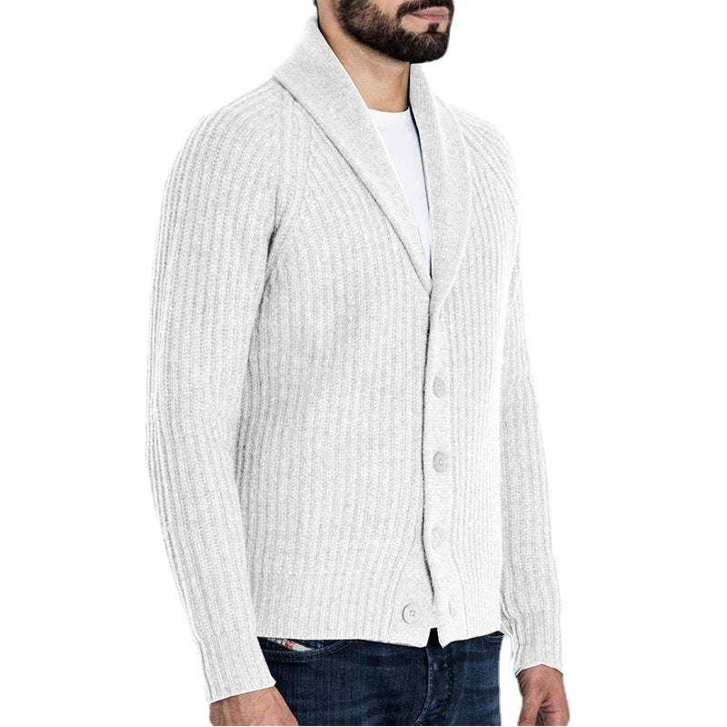 Men's ribbed cardigan with shawl collar and continuous button placket Mune Fashion