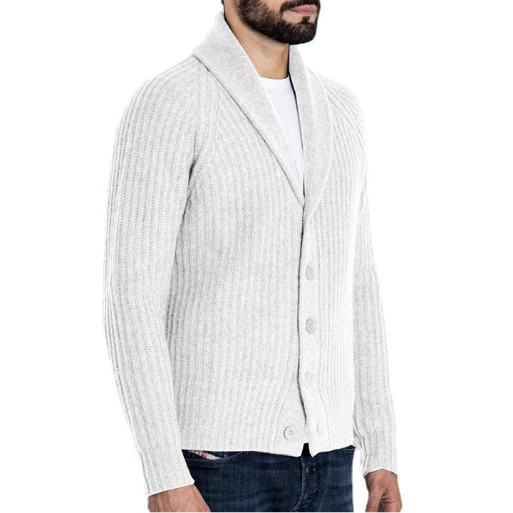 Men's ribbed cardigan with shawl collar and continuous button placket Mune Fashion