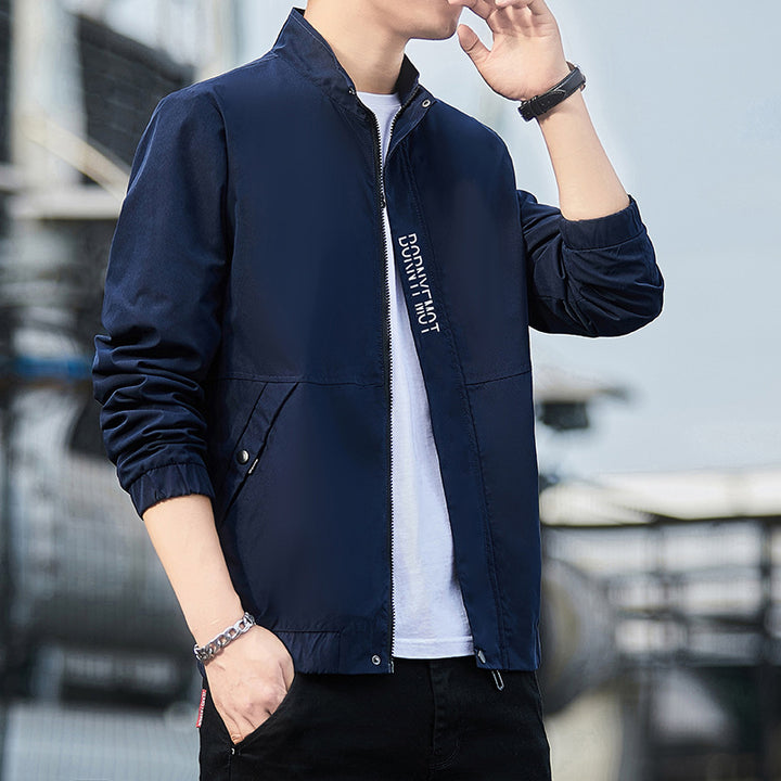 Men's Lightweight Urban Tech Blouson with Nanocoating, Stand Collar and Concealed Zipper Pockets Mune Fashion