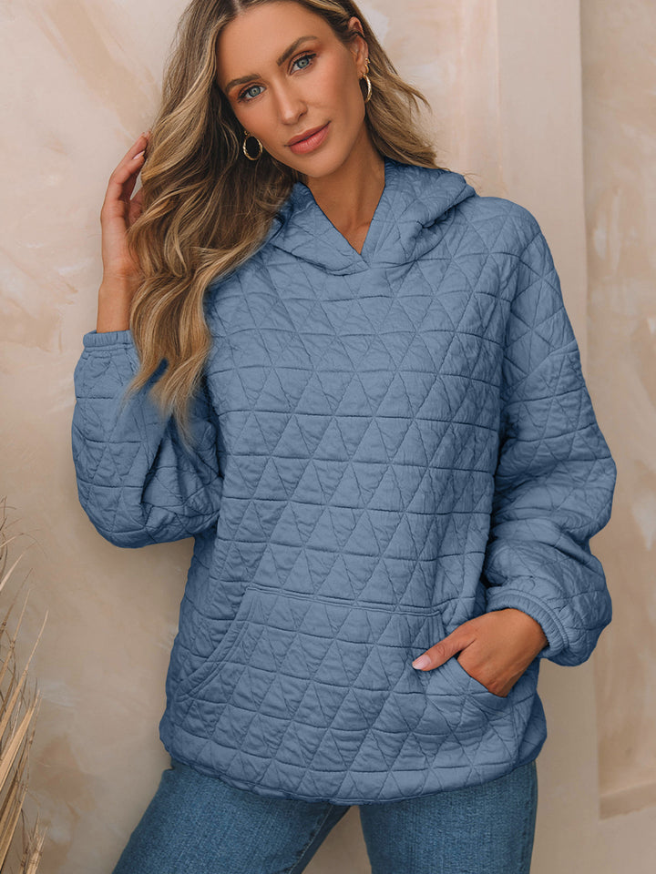 Women's Padded Quilted Hoodie with Kangaroo Pocket Mune Fashion