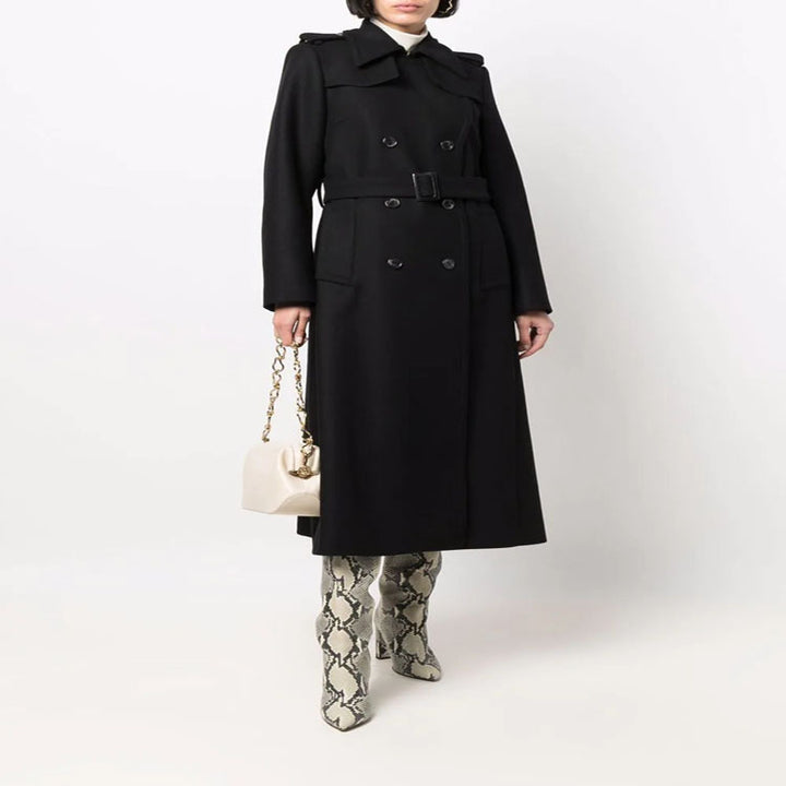 Women's trench coat-style overcoat with defined waist and shoulder straps Mune Fashion