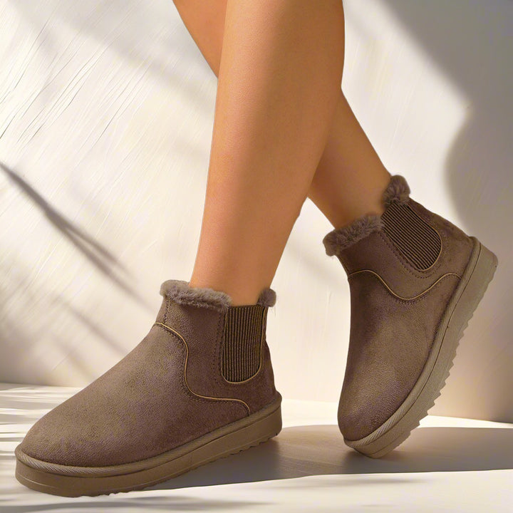 Women Lined Ankle Boots with Elastic Insert and Side Zip Mune Fashion