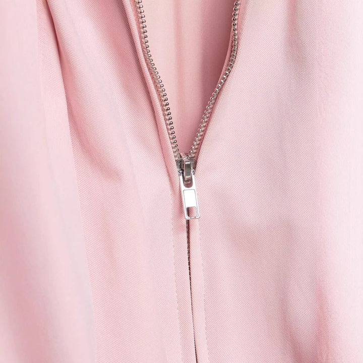 Women's short cut blouson jacket with wide balloon sleeves, zipper, and elastic hem Mune Fashion