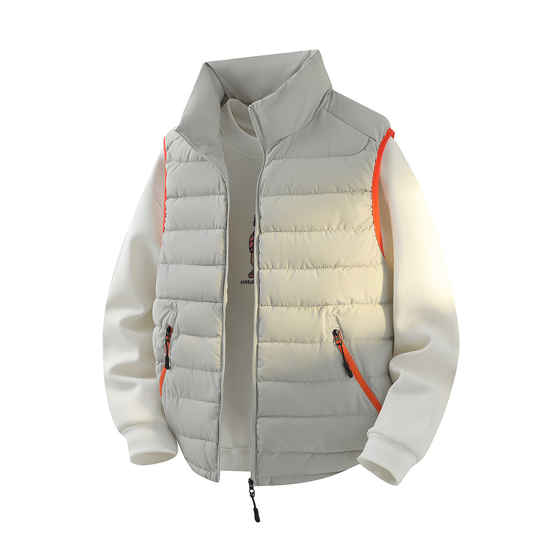 Men's Lightweight Quilted Thermal Vest with High Stand-Up Collar and Wind-Resistant Filling Mune Fashion