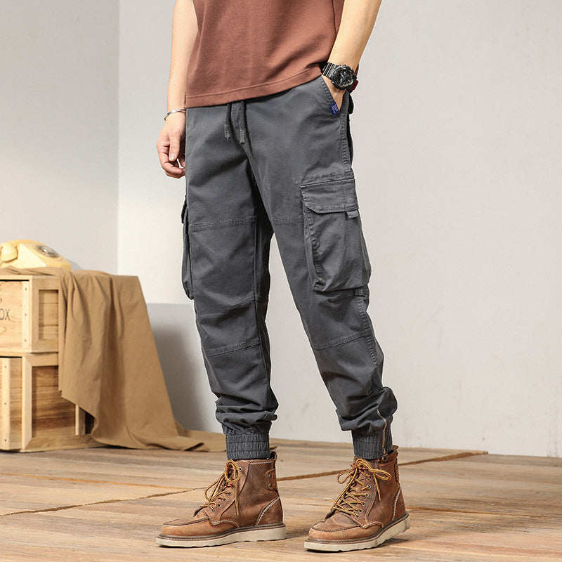 Men's Tapered Cargo Jogger Pants with Reinforced Knee Areas and Elastic Hem Mune Fashion