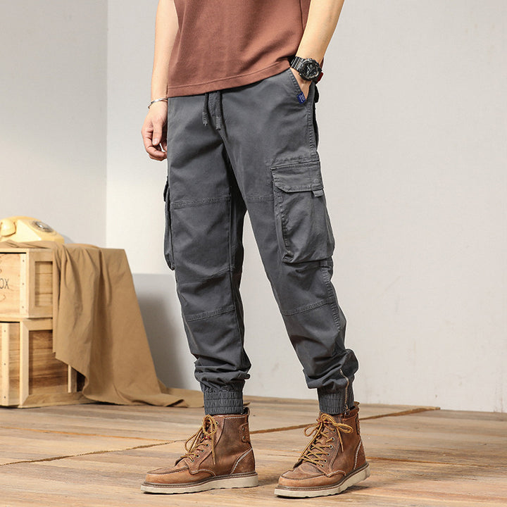 Men's Tapered Cargo Jogger Pants with Reinforced Knee Areas and Elastic Hem Mune Fashion