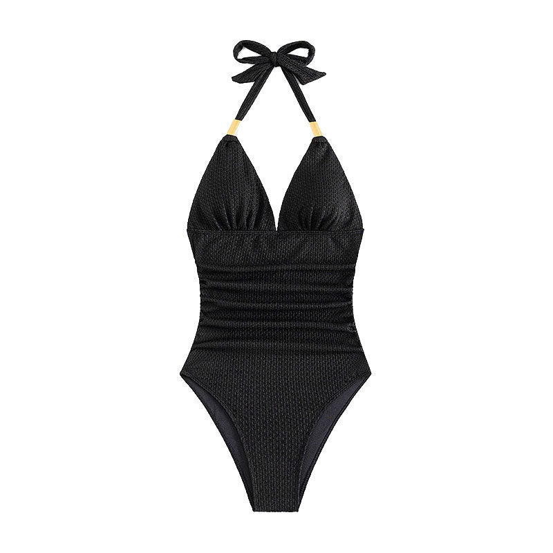 Women Elegant V-Neck One-Piece Swimsuit Mune Fashion