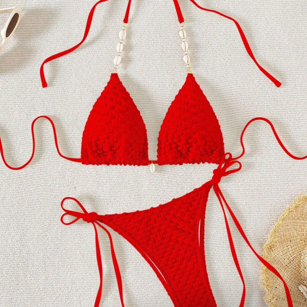Women's Triangle Bikini with Shell Details Mune Fashion