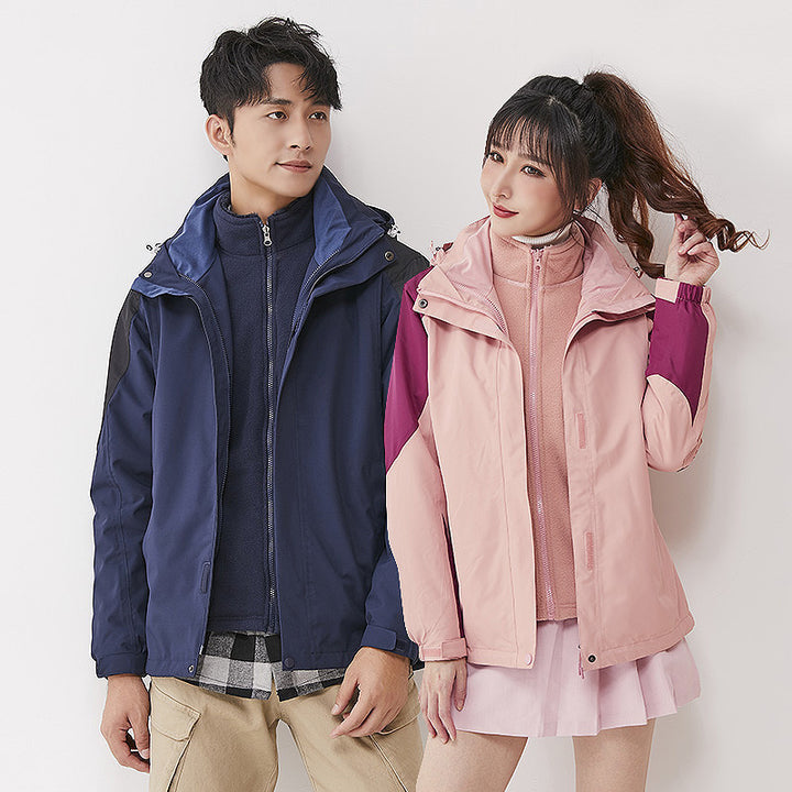 Women double-layer outdoor jacket with removable fleece inner jacket and windproof membrane Mune Fashion