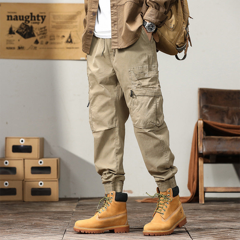 Men's Durable Canvas Cargo Jogger with Elastic Comfort Waistband, Safety Flap Pockets, and Knee Inserts Mune Fashion