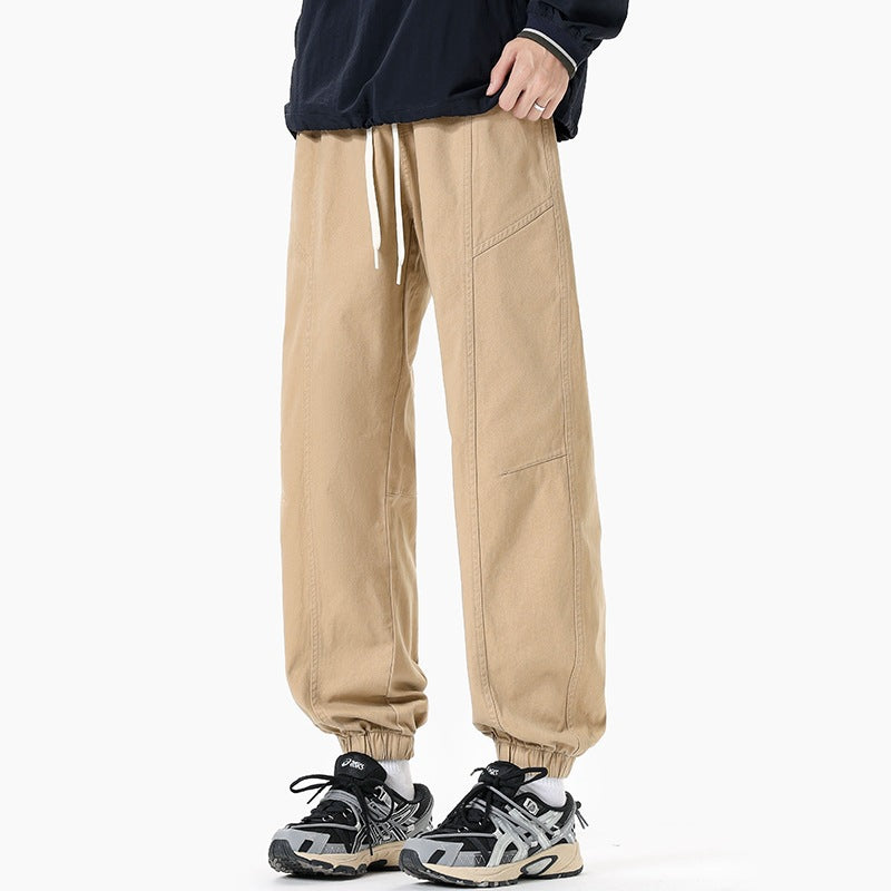 Men's Oversized Utility Jogging Pants made of sturdy cotton blend with drawstring waistband, side cargo pockets & ribbed cuffs Mune Fashion