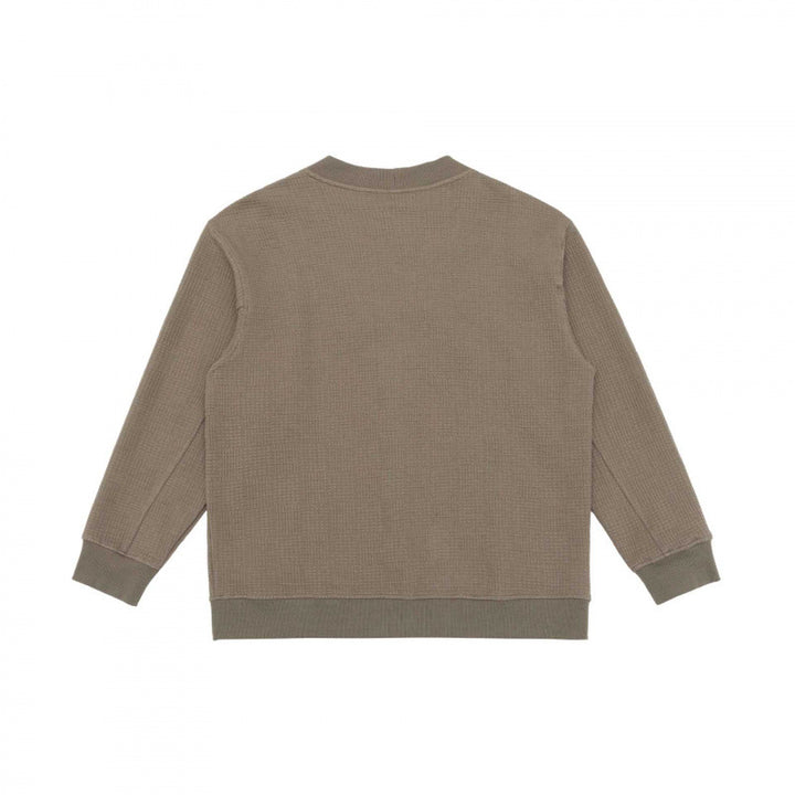 Unisex Oversized Waffle Knit Cardigan with V-Neck, Button Placket and Patch Pockets Mune Fashion