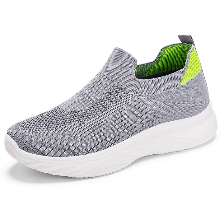 Women's seamless knit slip-on comfort walker with sock-like shaft, reactive memory footbed insert, and flexible EVA lightweight sole Mune Fashion