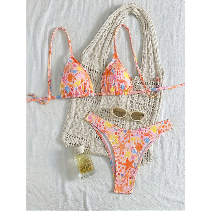 Women's Triangle Bikini with Colorful Pattern Mix Mune Fashion