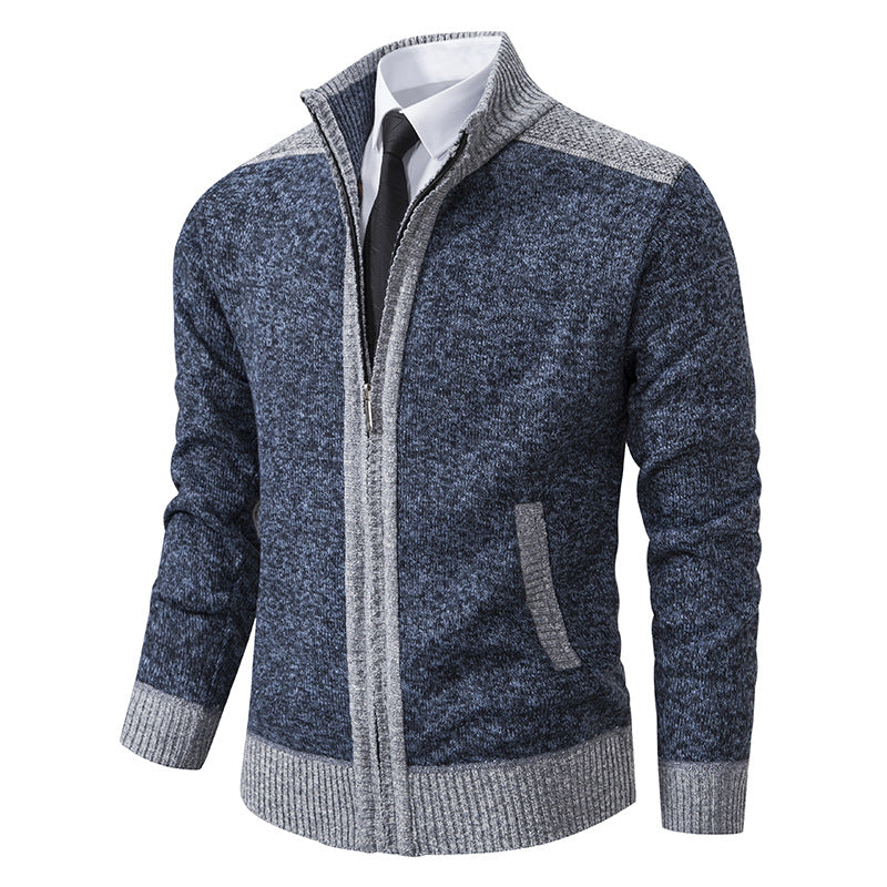 Men's structured knit cardigan with stand-up collar and full zip Mune Fashion