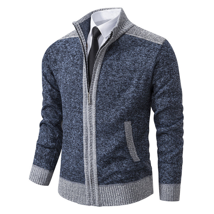 Men's structured knit cardigan with stand-up collar and full zip Mune Fashion