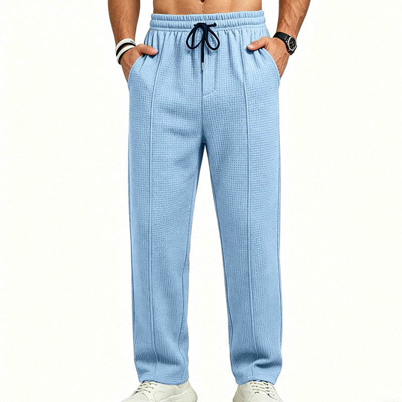 Men's Textured Relax-Fit Jogging Pants with Crease and Drawstring Mune Fashion