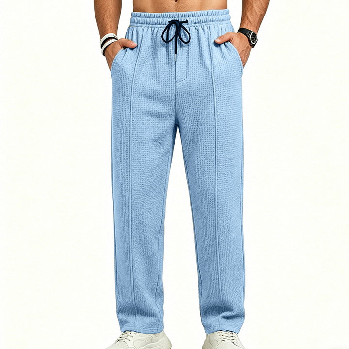 Men's Textured Relax-Fit Jogging Pants with Crease and Drawstring Mune Fashion