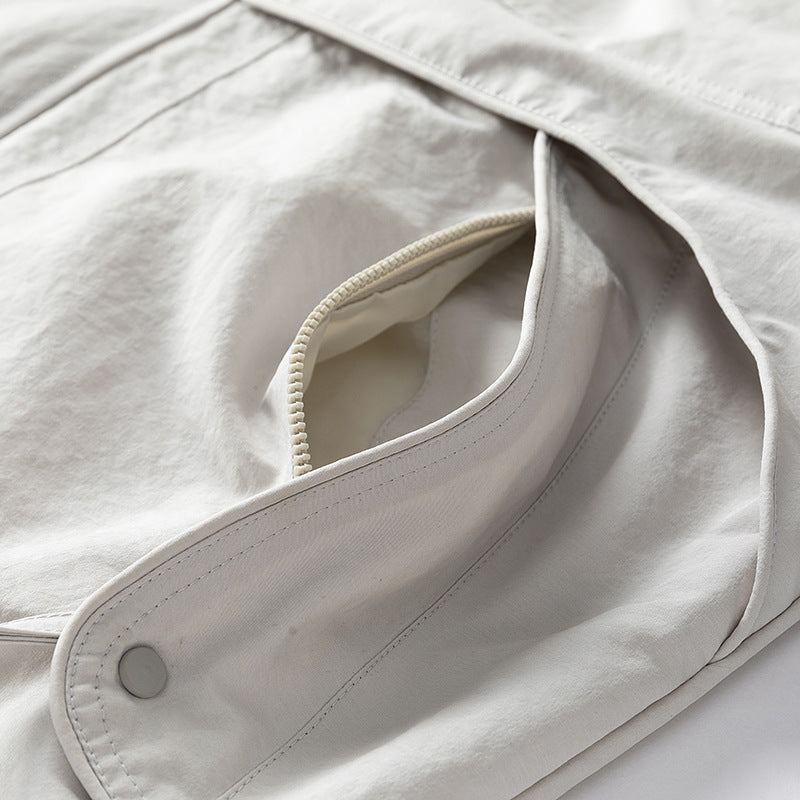 Men's oversized utility jacket with concealed zip placket and elastic hem Mune Fashion