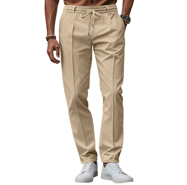 Men's casual chino jogging pants with elastic waistband and pleat Mune Fashion
