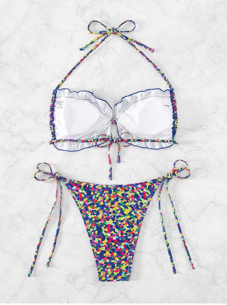 Ladies Push-Up Bikini with adjustable straps and colorful pattern Mune Fashion