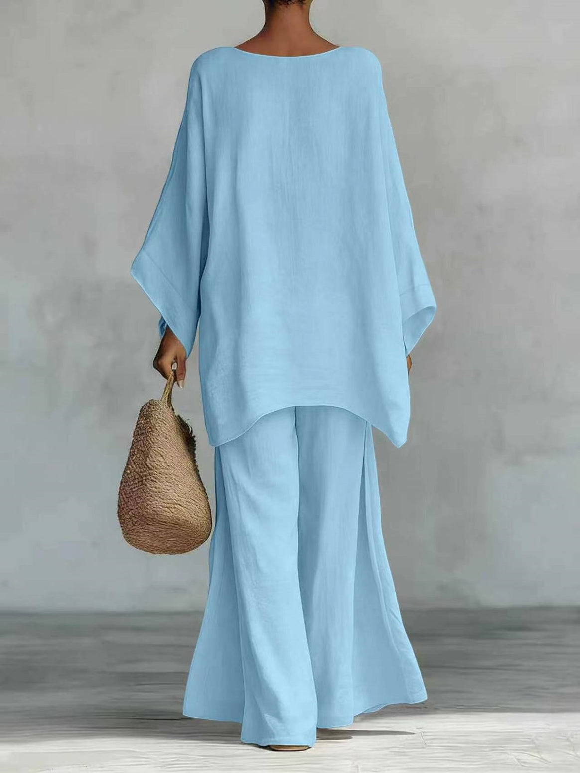 Women Casual Oversized Kaftan Top with Wide Palazzo Pants Mune Fashion