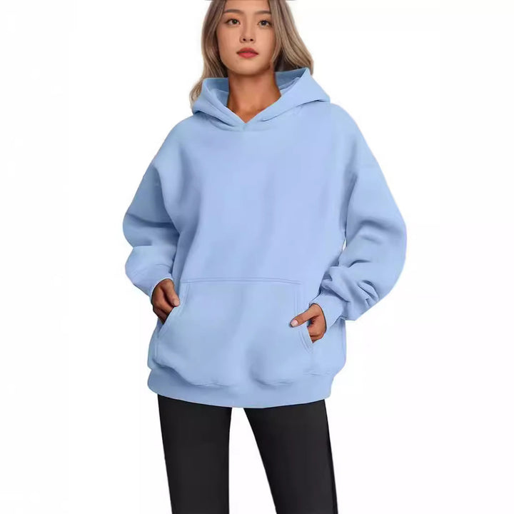 Women Longline-Oversize Hoodie with dropped shoulder, reinforced kangaroo pocket and ribbed hem Mune Fashion