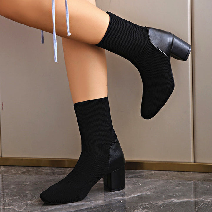 Women's Fashion Ankle Boots Knitted Mune Fashion