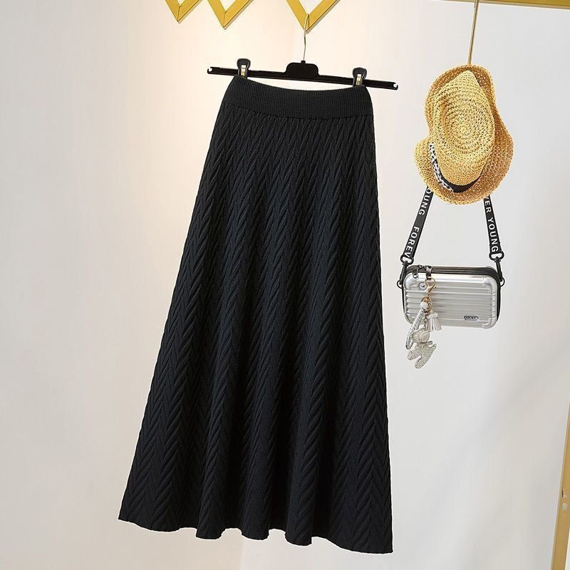 Women Elegant Maxi Skirt with Chevron Pattern Mune Fashion