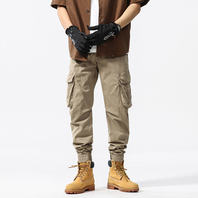 Herren Baumwoll‑Canvas Cargo‑Jogger mit elastischem Bund, Multifachtaschen und gerippten Knöchelabschlüssen Mune Fashion