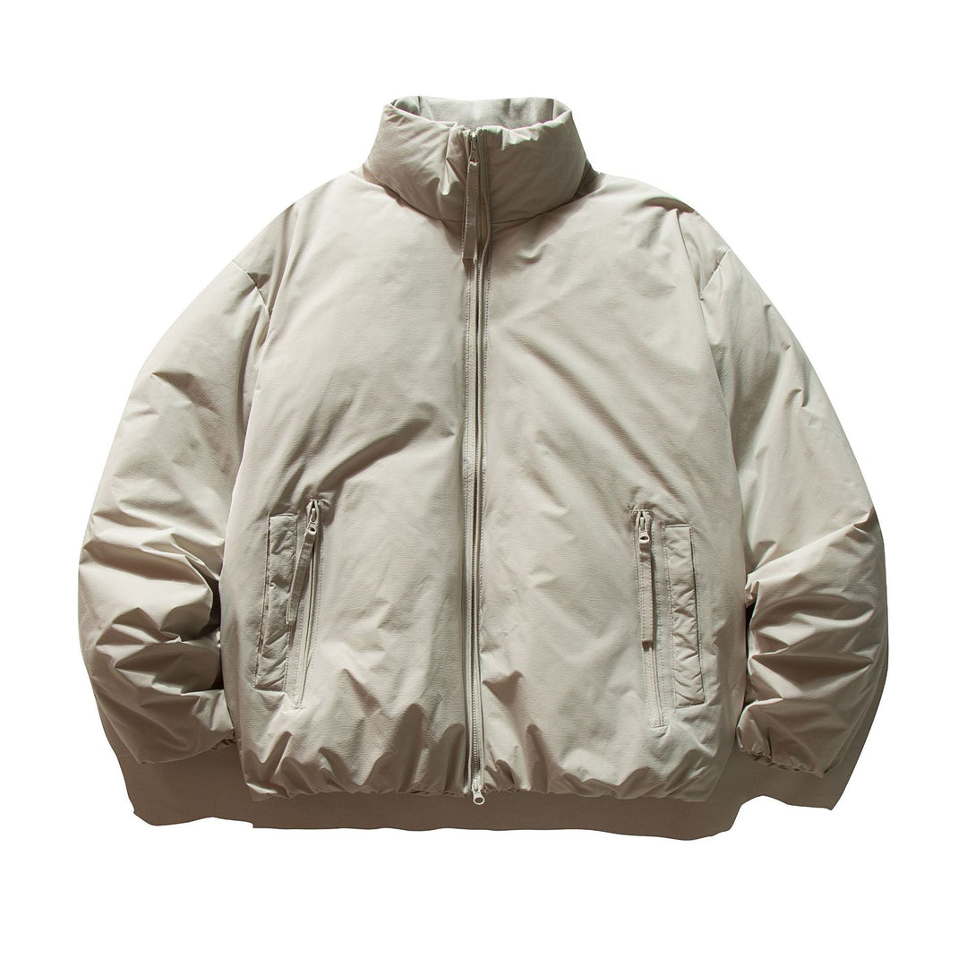 Unisex Short Cut Boxy Insulation Jacket with High Stand Collar and Zipper Pockets Mune Fashion