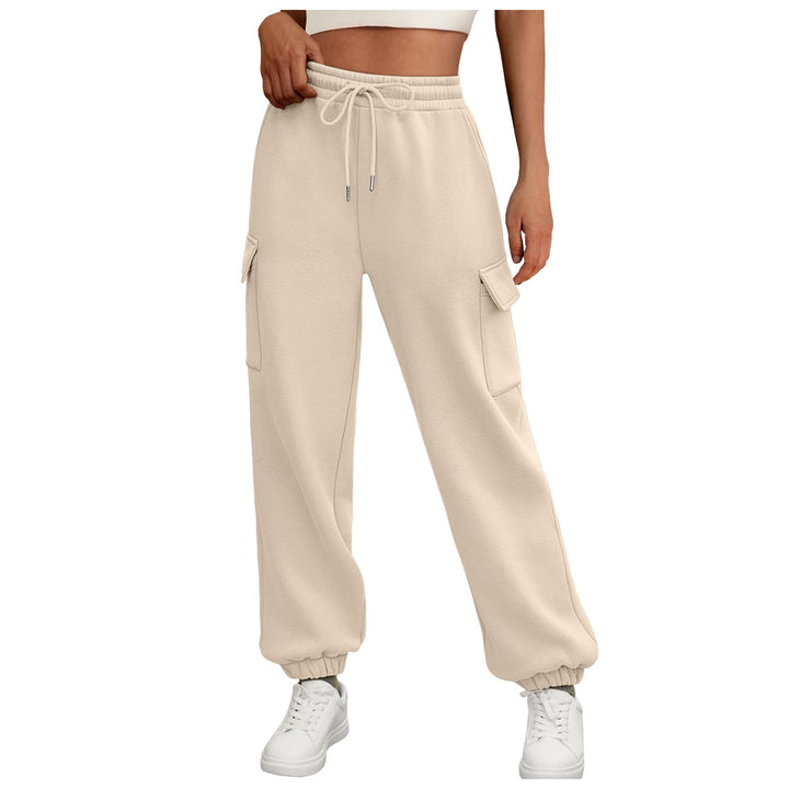 Women's wide cargo jogging pants with elastic waistband and drawstring Mune Fashion