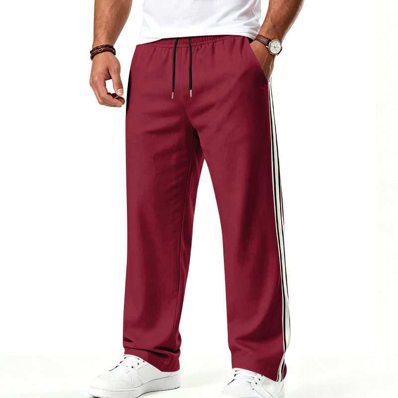 Men's Relaxed Track Pants with Side Double Stripe and Elastic Waist Mune Fashion